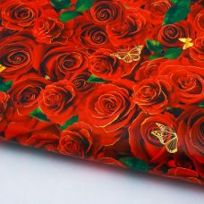 Бумага упаковочная глянцевая "Розы для тебя", 70*100см, 65г/м2
