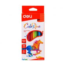 Цветные пластиковые карандаши Deli ColoRun, 12цв, треугольный корпус