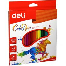 Цветные пластиковые карандаши Deli ColoRun, 24цв, треугольный корпус