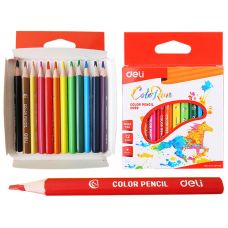 Цветные пластиковые карандаши Deli ColoRun Мини, 12цв, треугольный корпус