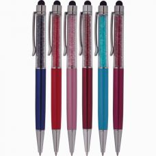 Ручка автоматическая подарочная deVENTE, поворотный механизм, кристаллы, стилус, синяя