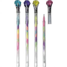 Ручка гелевая deVENTE RAINBOW 0,8мм с кристаллом на колпачке разноцветные чернила