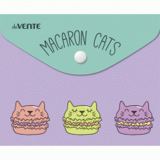 Папка-конверт на кнопке A6 deVENTE, 170х140 мм, 150 мкм, с рисунком Macaroon cats