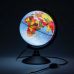 Глобус с физической и политической картой Земли, 21см, подсветка, черная подставка