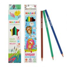 Цветные пластиковые карандаши MELODY, 6цв, шестигранный корпус