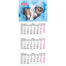 Календарь настенный квартальный на 2023г, 3 пружины, 200x510 мм