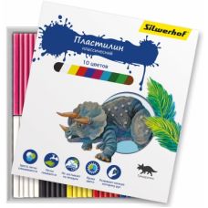 Пластилин Silwerfhof Динозавры 10 цветов 150г картонная коробка арт.956148-10