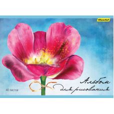 Альбом для рисования Silwerhof 40л A4 Акварельный цветок мел.картон офс.лак склейка