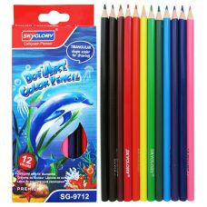 Цветные пластиковые карандаши SkyGlory, 12цв, треугольный корпус