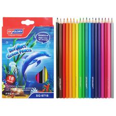 Цветные пластиковые карандаши SkyGlory, 18цв, треугольный корпус